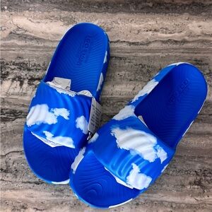 Skechers Blue and White Cloud Slides